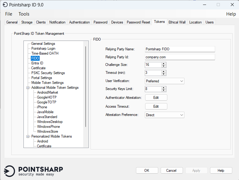 admin gui tokens fido