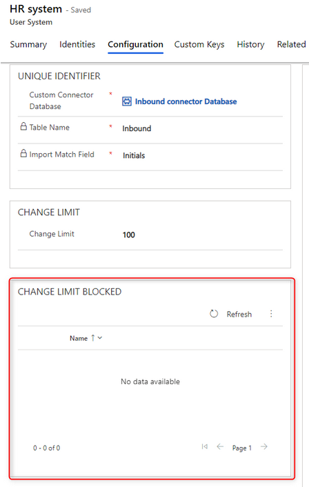 CustomConnector InboundChangeLimit HRConfiguration Blocked