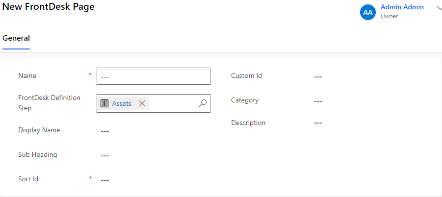 FrontDeskProcessDefinitions Definition Step Add Pages