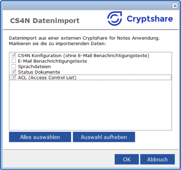Import Optionen DE