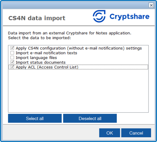 Import Optionen EN