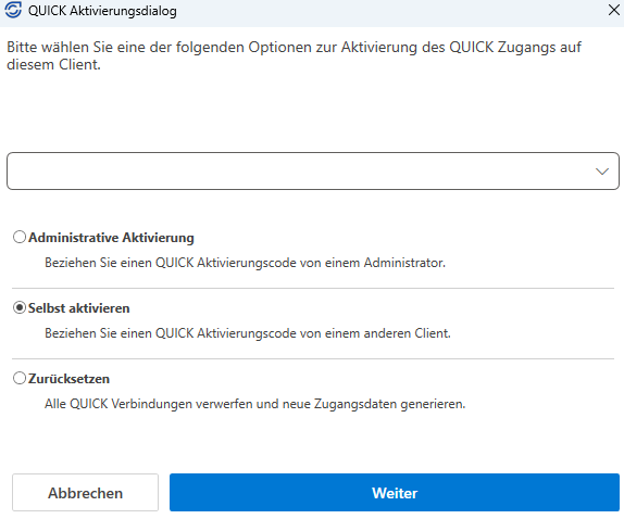 activate quick options