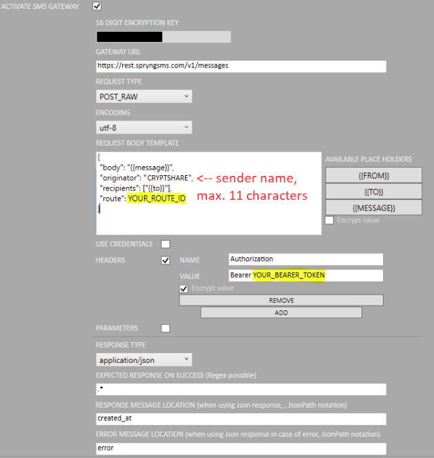 admin sms spryng