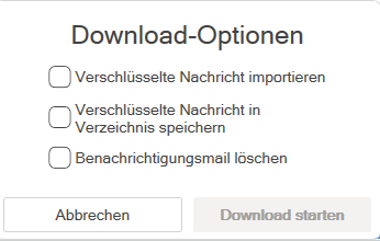 Beispielhafte Abbildung der Download-Optionen