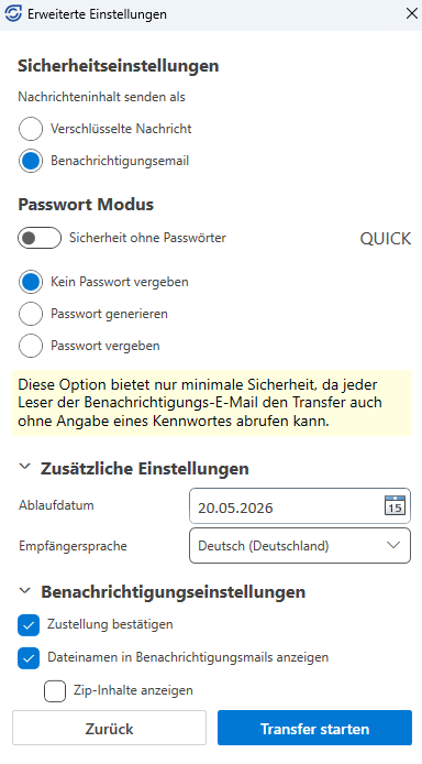 provide security settings