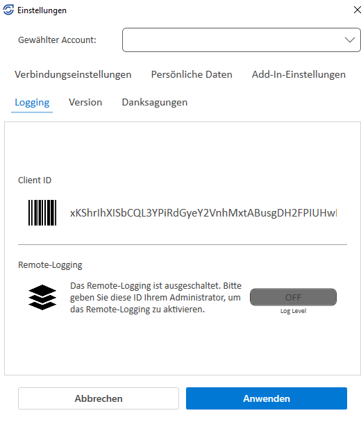 settings log