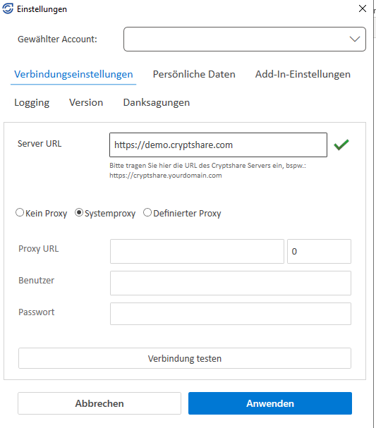 settings menu connection