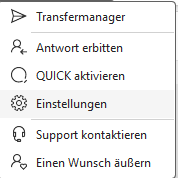 settings menu