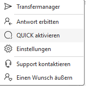 transfer manager activate quick