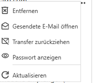 transfer manager upload menu