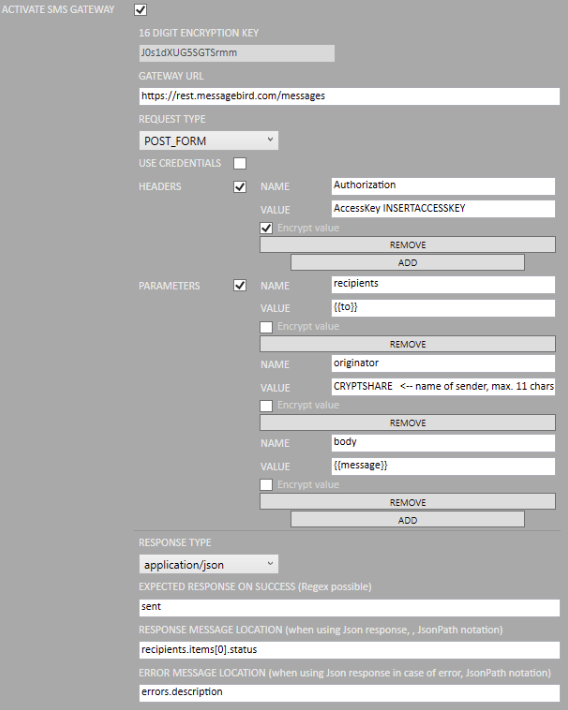 admin sms messagebird