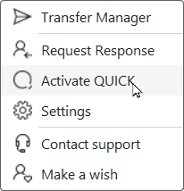 transfer manager activate quick