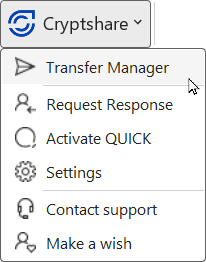 transfer manager menu