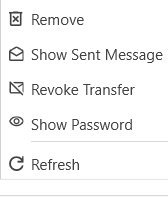 transfer manager upload menu