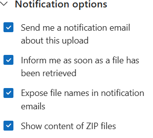 notification options