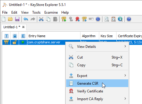 Keystore explorer generate csr