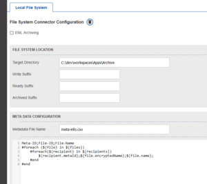 Local file system archiving screen
