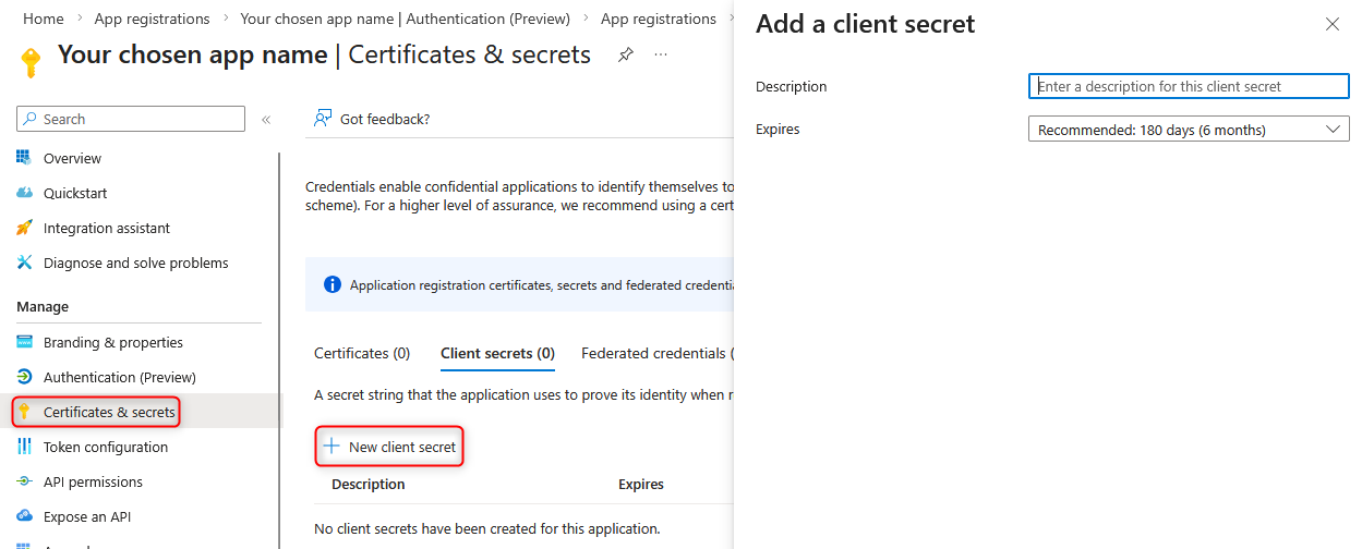 New client secret