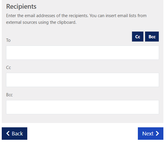 provide email recipients