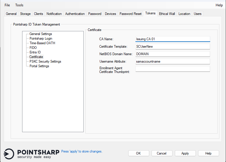 admin gui tokens certificate