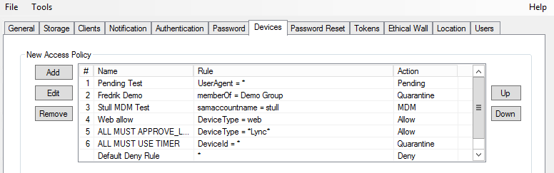 devices access rules