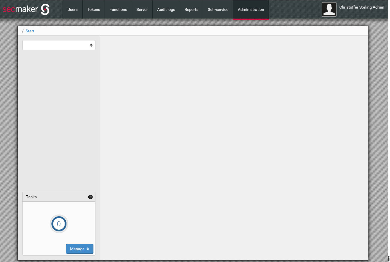 Administrator start page